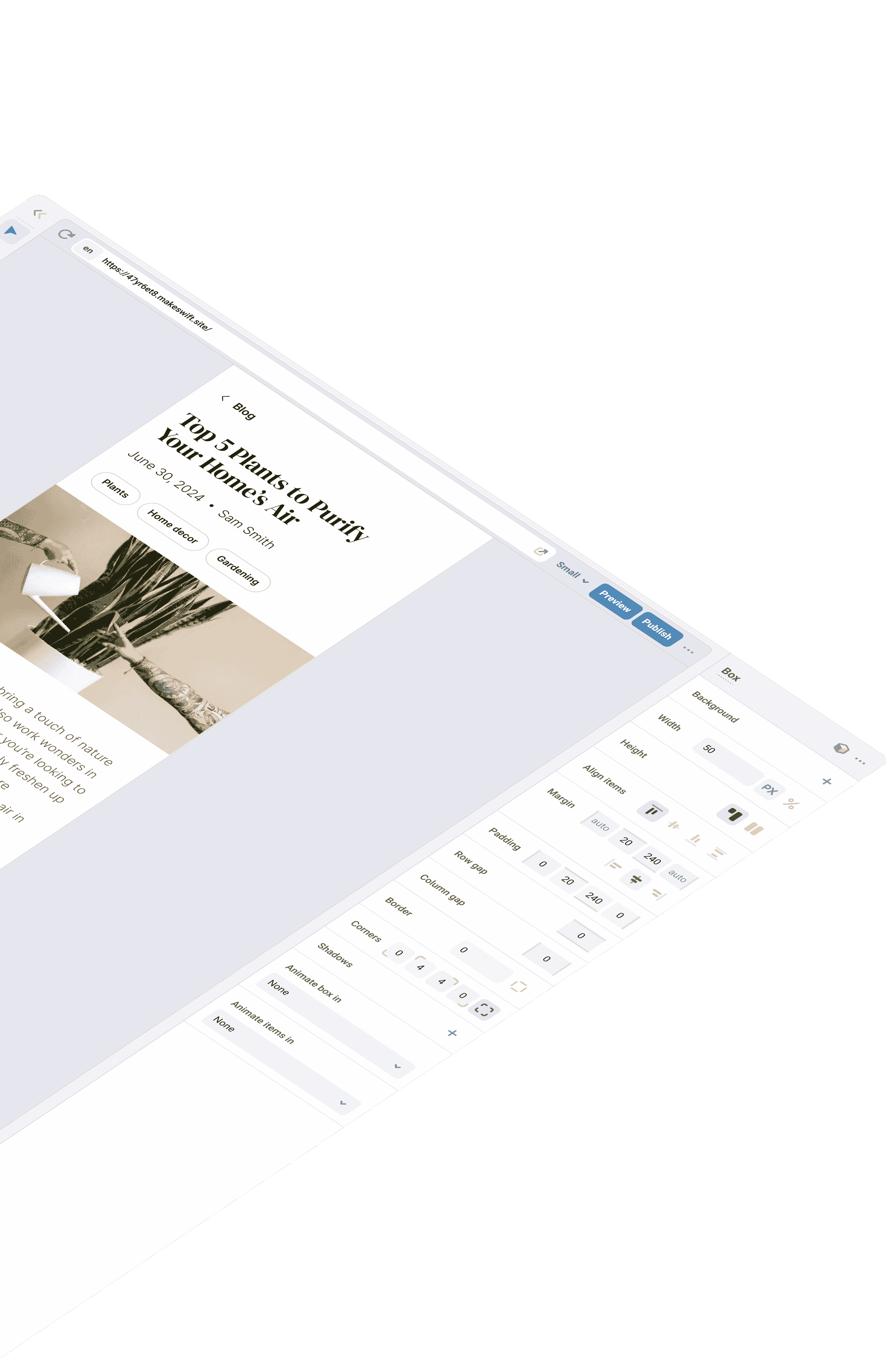 Makeswift builder in mobile mode
