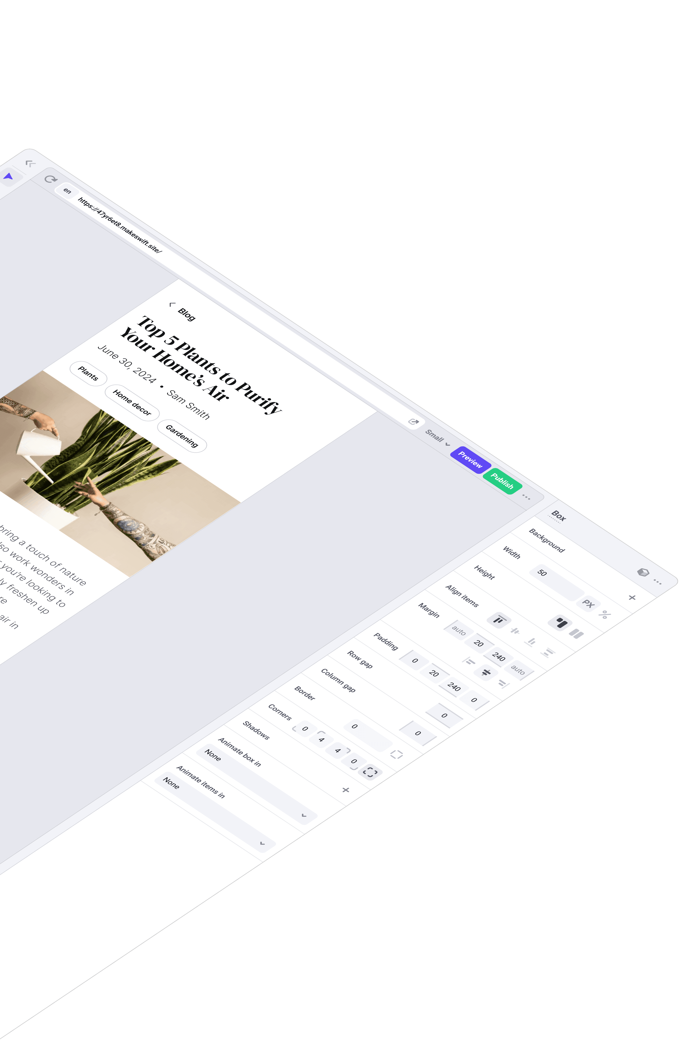Makeswift builder in mobile mode