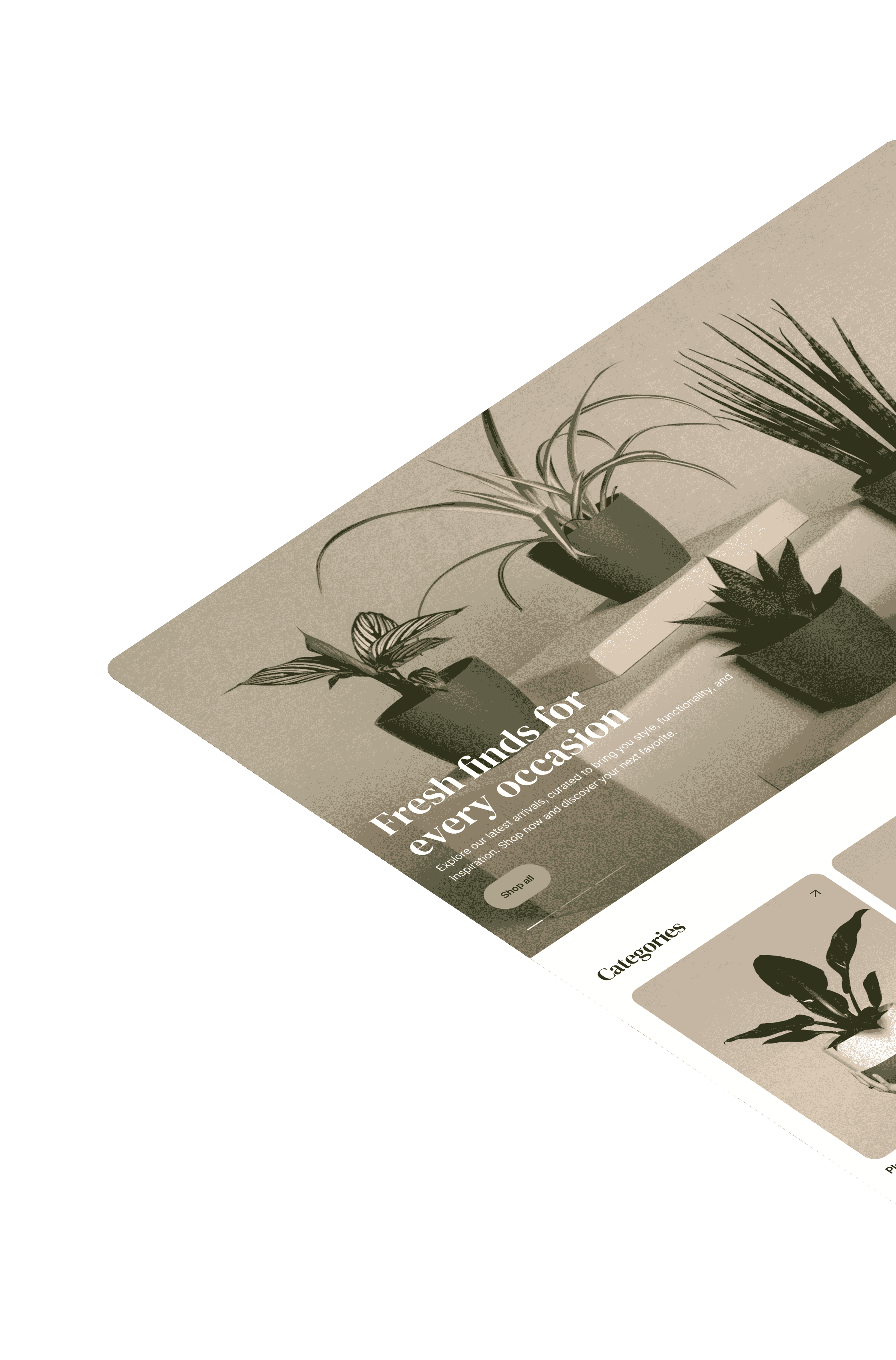 Ecommerce home page for plants